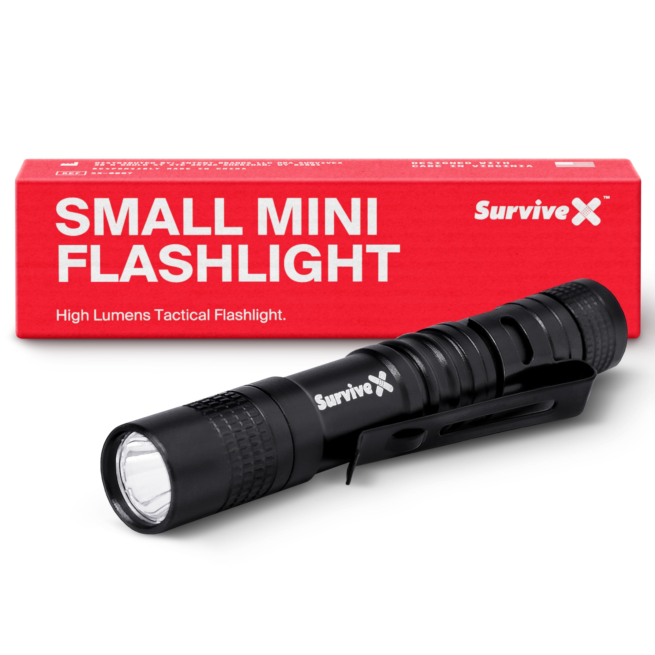 Mini Tactical Flashlight High Lumes - Compact, Powerful Flash Light for Outdoor Activities and Emergency Use - Black