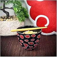 Vista 5 de JUST FUNKY Naruto Shippuden Akatsuki Red Clouds Ramen Cuenco de fideos con palillos de bambú reutilizables