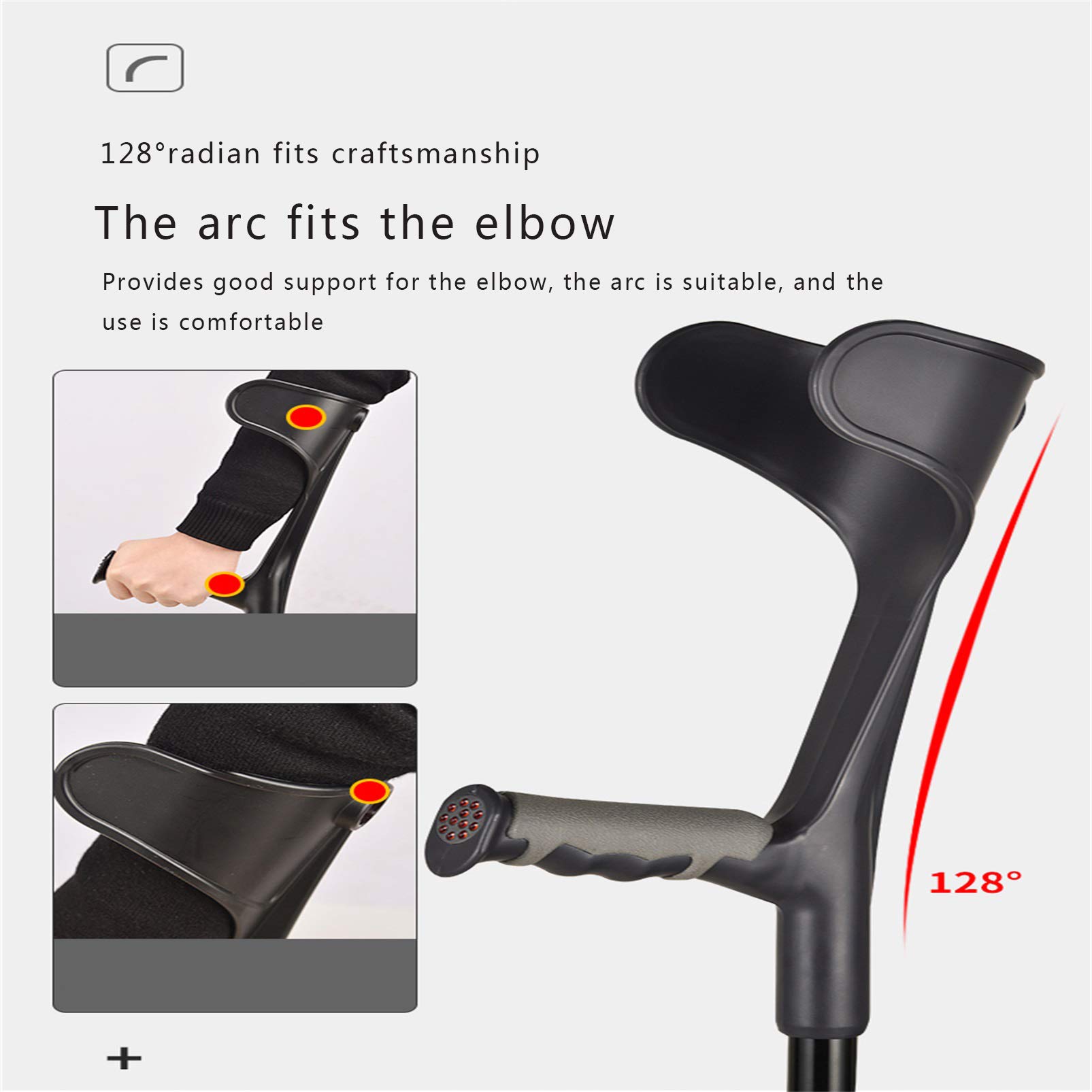 Muletas de antebrazo de aluminio ligeras ajustables con agarre ergonómico, bastón de mano para personas mayores y discapacitadas