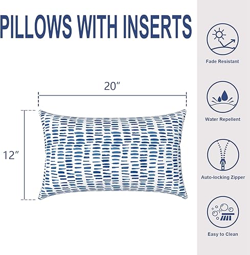 Miniatura 2 de Almohadas lumbares para exteriores e interiores, almohadas repelentes al agua, 12 x 20 pulgadas, almohadas para exteriores con insertos para jardín