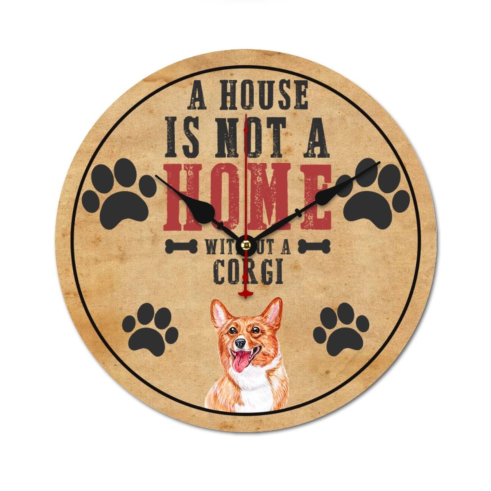 Horloge murale silencieuse Corgi cadeau amoureux animaux 38cm