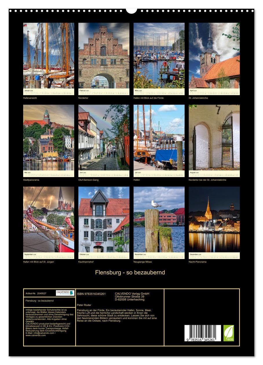 Flensburg - so bezaubernd (hochwertiger Premium Wandkalender 2026 DIN A2 hoch), Kunstdruck in Hochglanz: Flensburg, wunderschöne Hafenstadt an der Förde. (CALVENDO Orte)