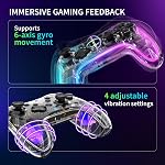 Fosmon Wireless Bluetooth Gaming Controller for Switch 2/1/Lite/OLED, Android/iOS/PC/Steam/Apple Arcade MFi Games, Pro Controller with RGB Lights (14 Color), 4 Level Vibration, 6-Axis Gyro, Turbo | Compatible with Switch Lite, Android, iOS, PC, Steam