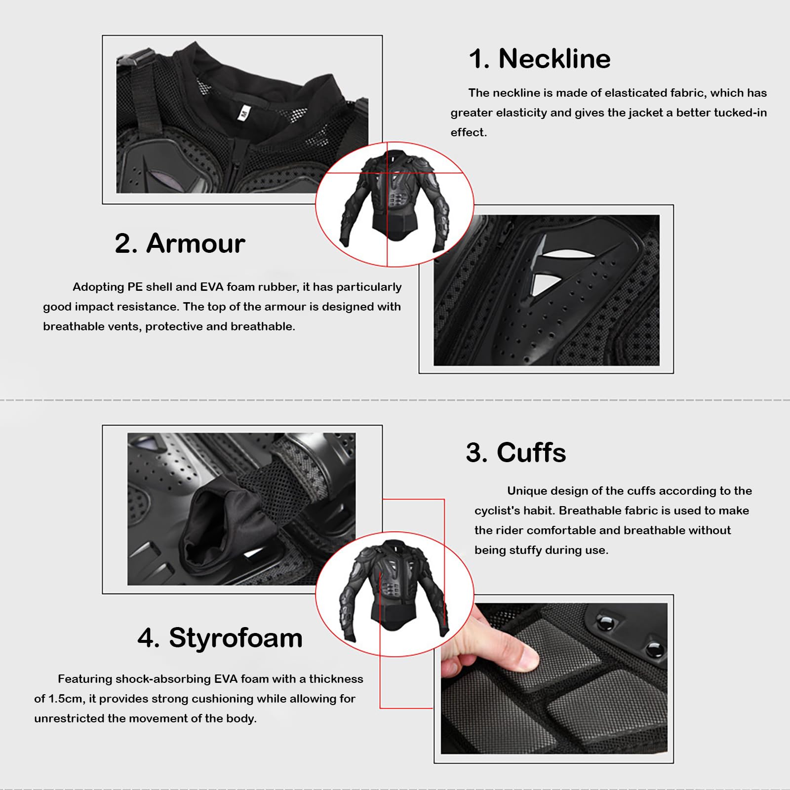 M&Catree Motorradjacke Körperpanzer Oberkörperschutz für Motorcross Motorradrennen Schutzausrüstung