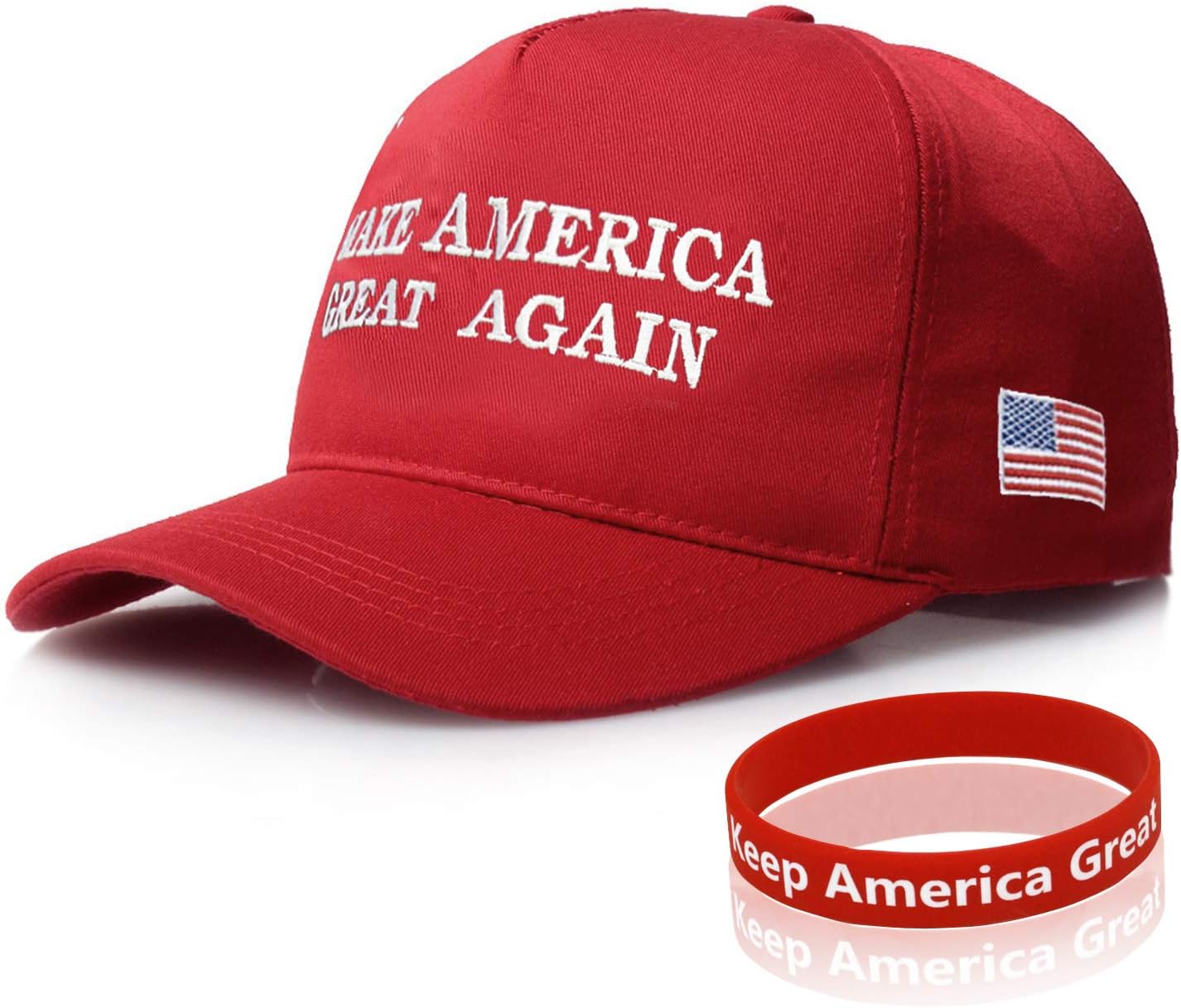 MAGA Trump Hat, Donald Trump Cap, Keep American Great Trump 2024 Hat with Wristband (MAGA-Red)(Size:L)