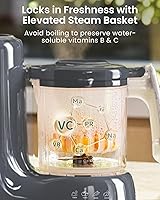 Vista 3 de GROWNSY - Licuadora para comida de bebé con canasta de vapor, procesador de alimentos de 1 paso, cocción automática, licúa/tritura/muele/esteriliza