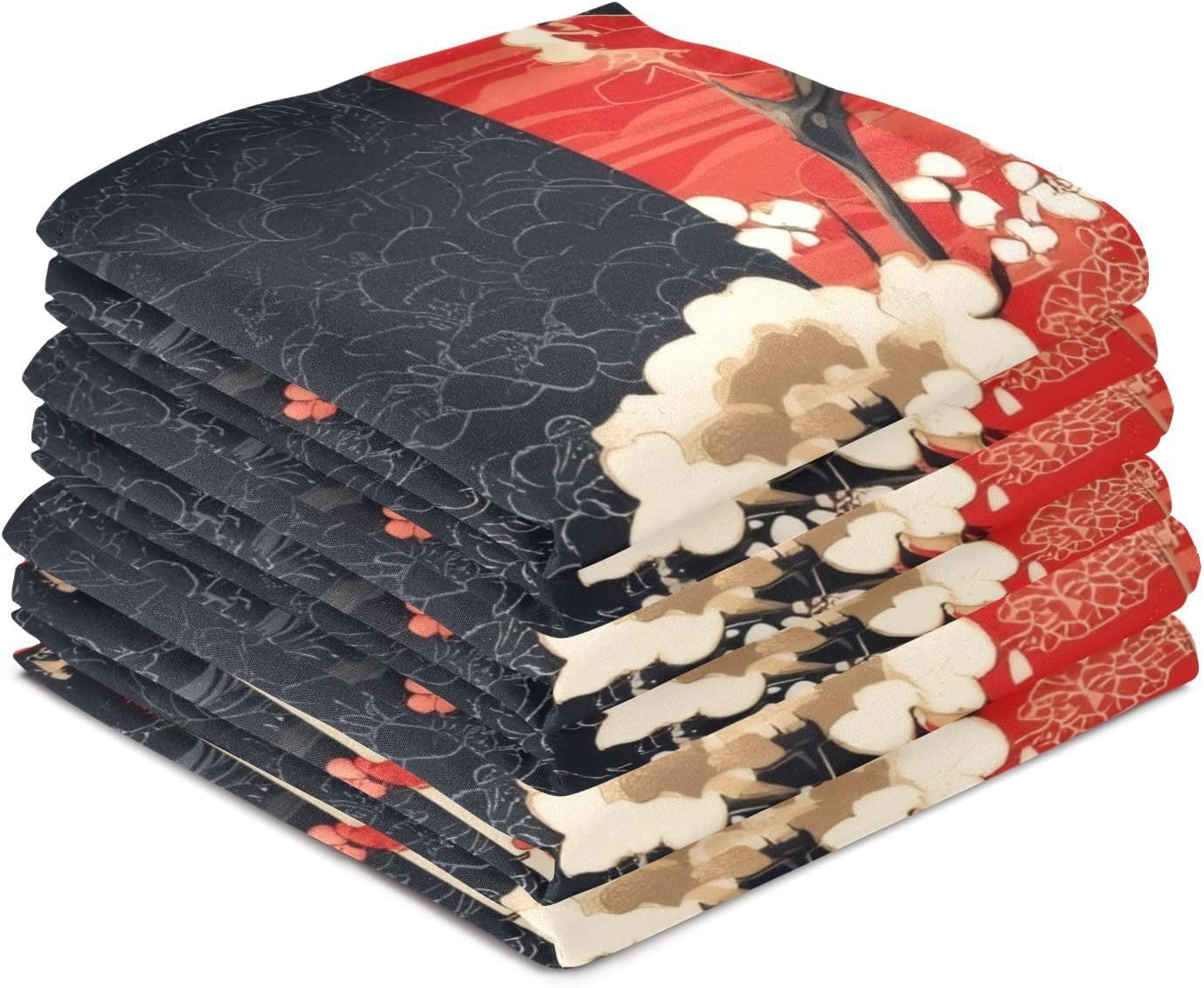 Japanese Traditional Floral Kitchen Dish Towels - 6 Pack, 18x28 Inch Soft Absorbent Quick-Drying Kitchen Towels for Dish Cleaning and Hand Wiping - Image 4