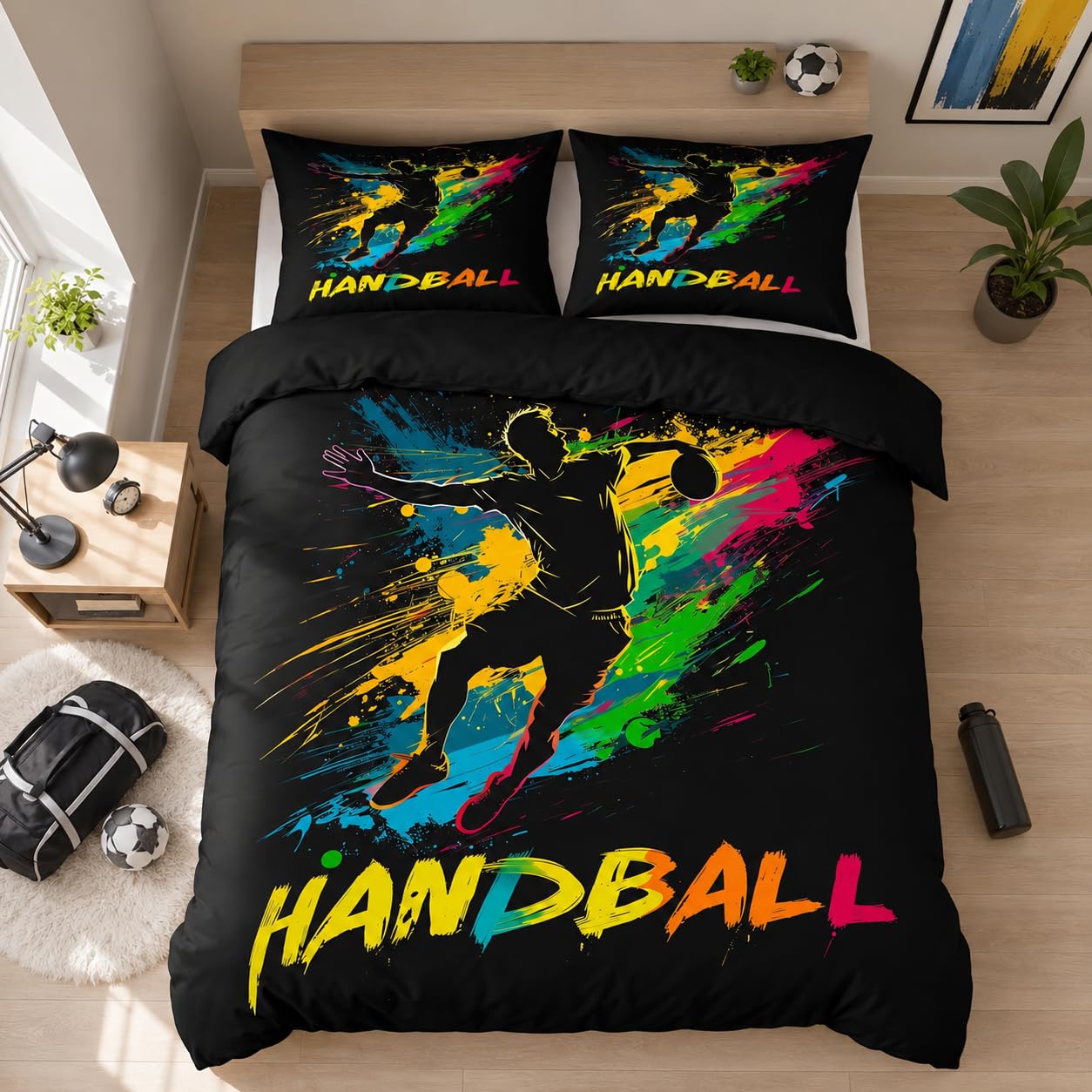 Housse de couette 90x190 sport pour chambre d'enfant style graffiti