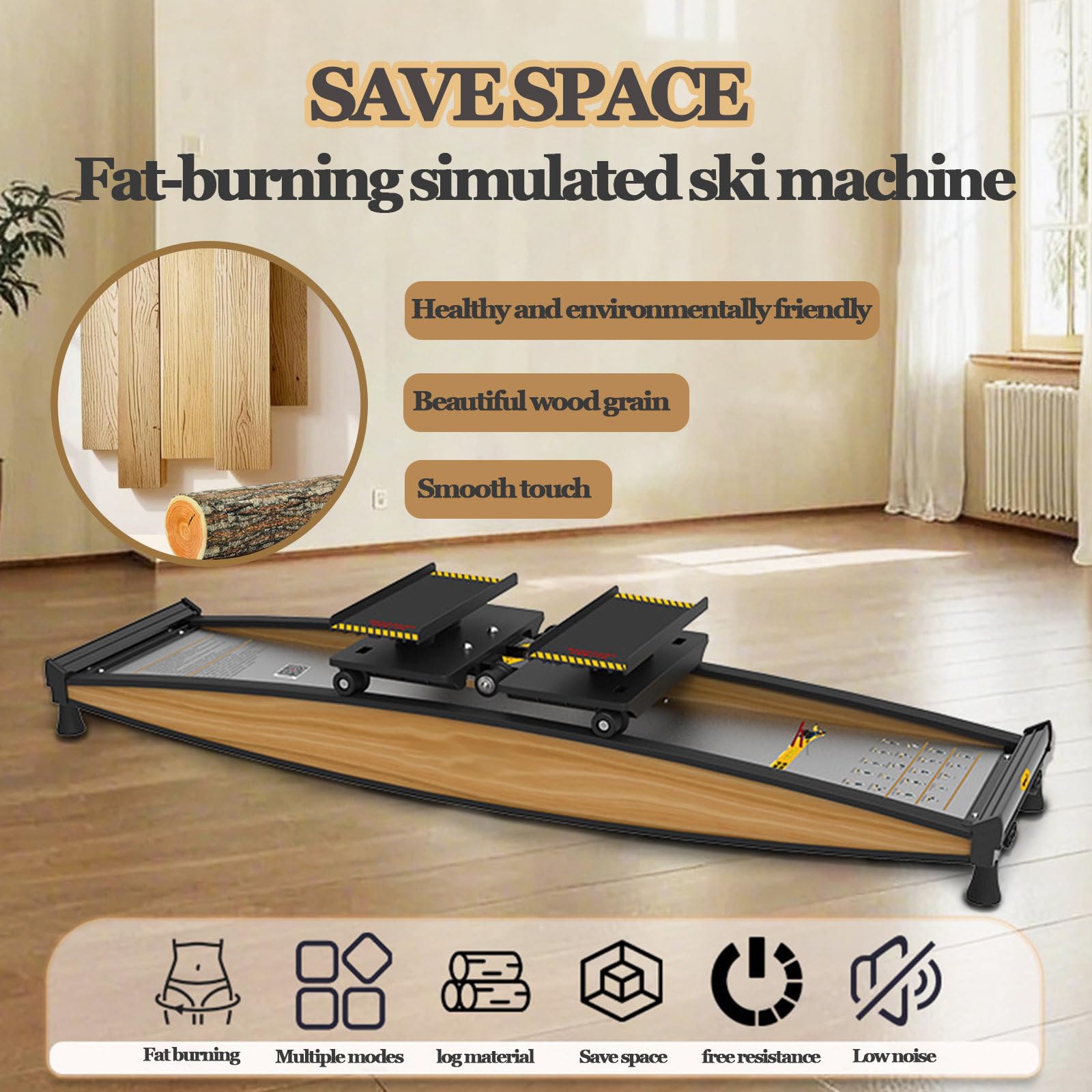 Entrenador De Esquí Alpino, Máquina De Esquí Simulada para Interiores, Elíptica 3D, Equipo De Ejercicio De Esquí, Carga De 150 Kg,con Bastones Y Colchonetas De Esquí