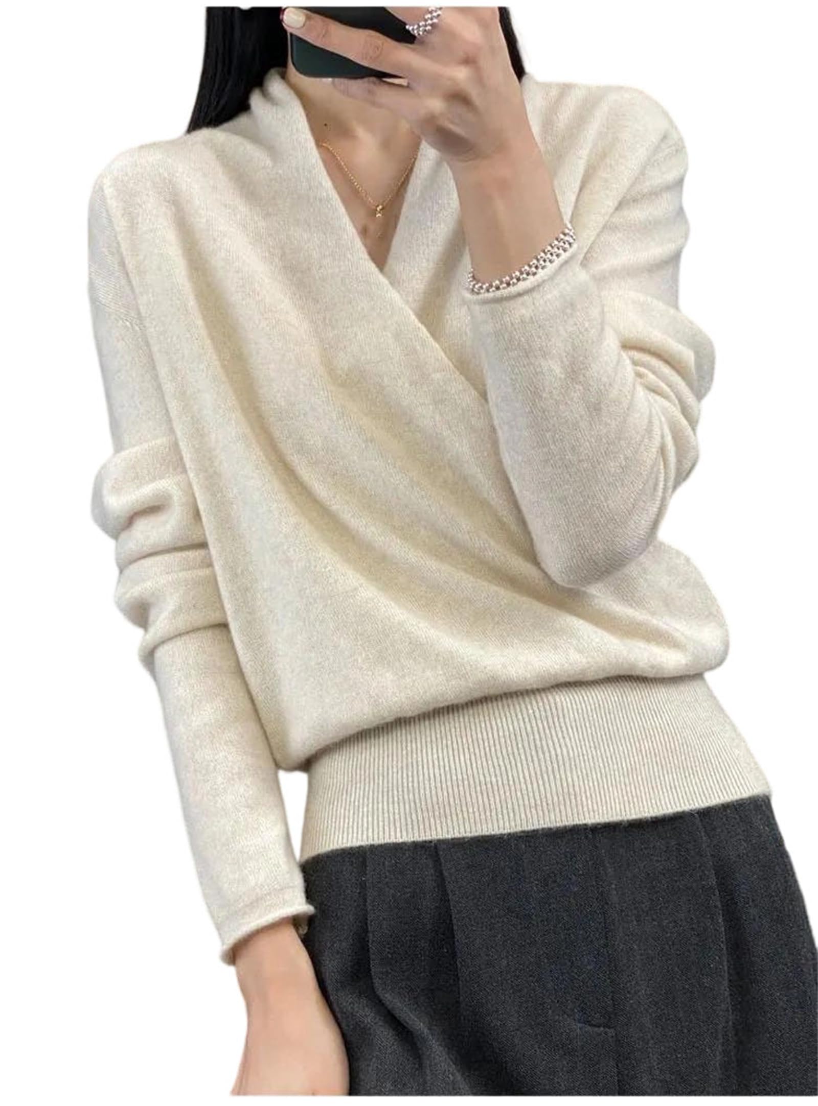 Womens 100 Merino Wool Knitted Sweater Loose Fit Pullover Sexy Fashion Cashmere Autumn Winter Tops