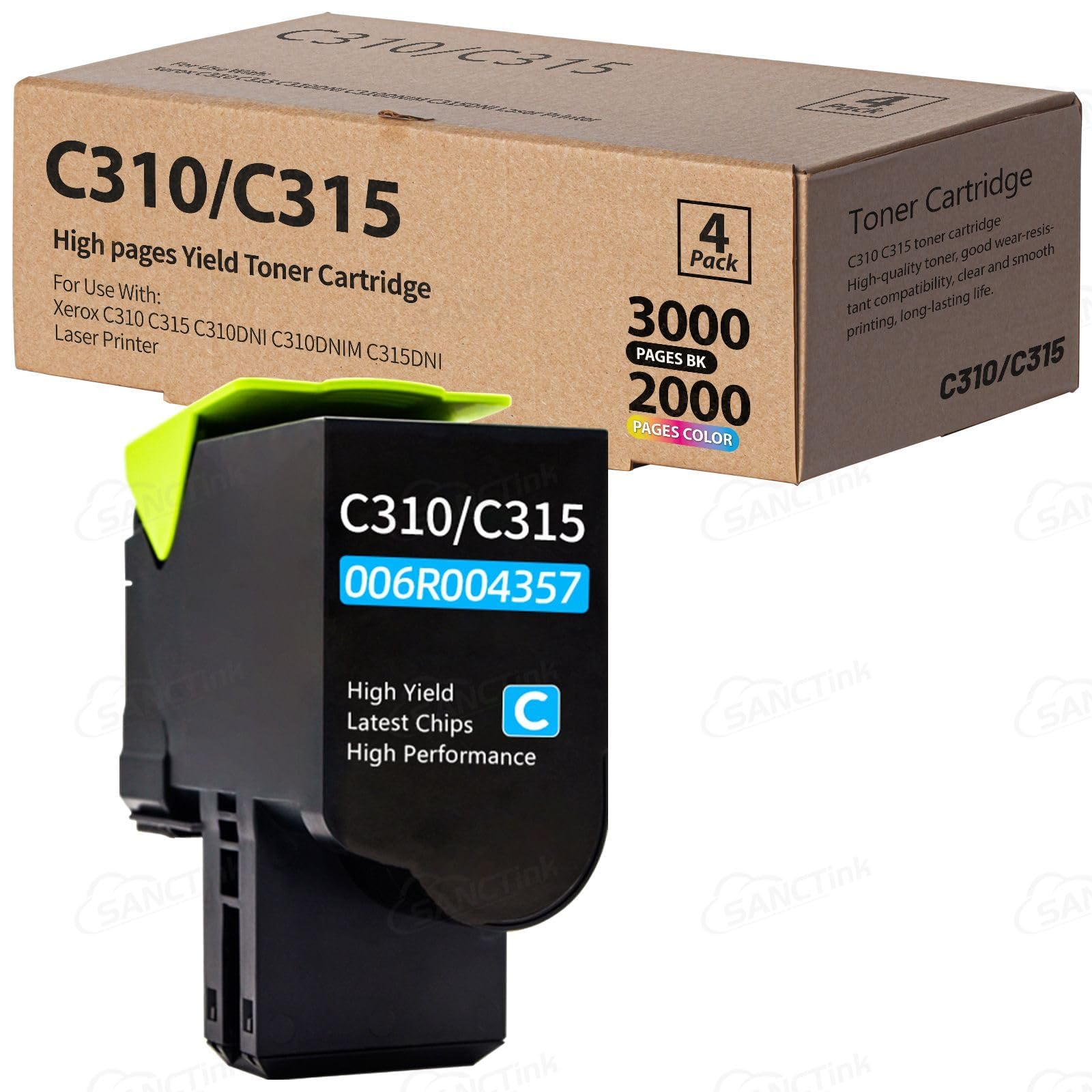 ABC Huismerk Toner Geschikt Voor Xerox 006R04357 Cyan 2000 Paginas Voor Xerox C310 C315