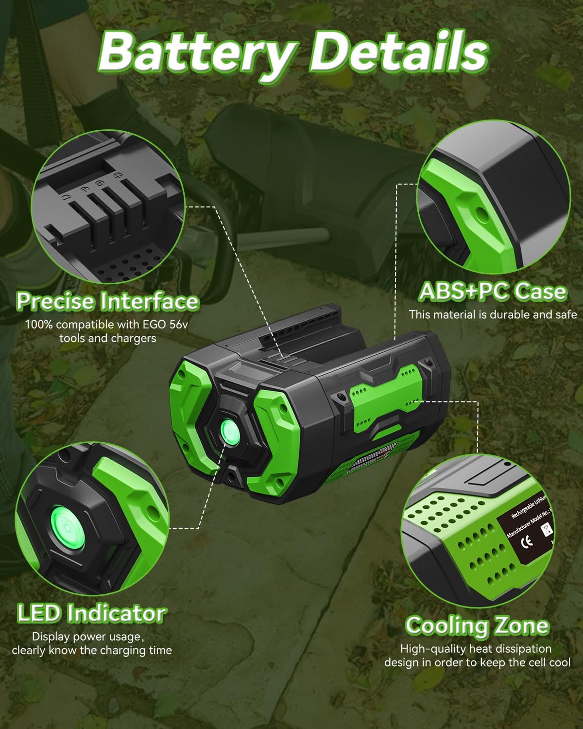 56V 10.0Ah Lithium-Ion Battery Replacement for EGO 56V Battery BA5600T, 1-Pack - Image 6