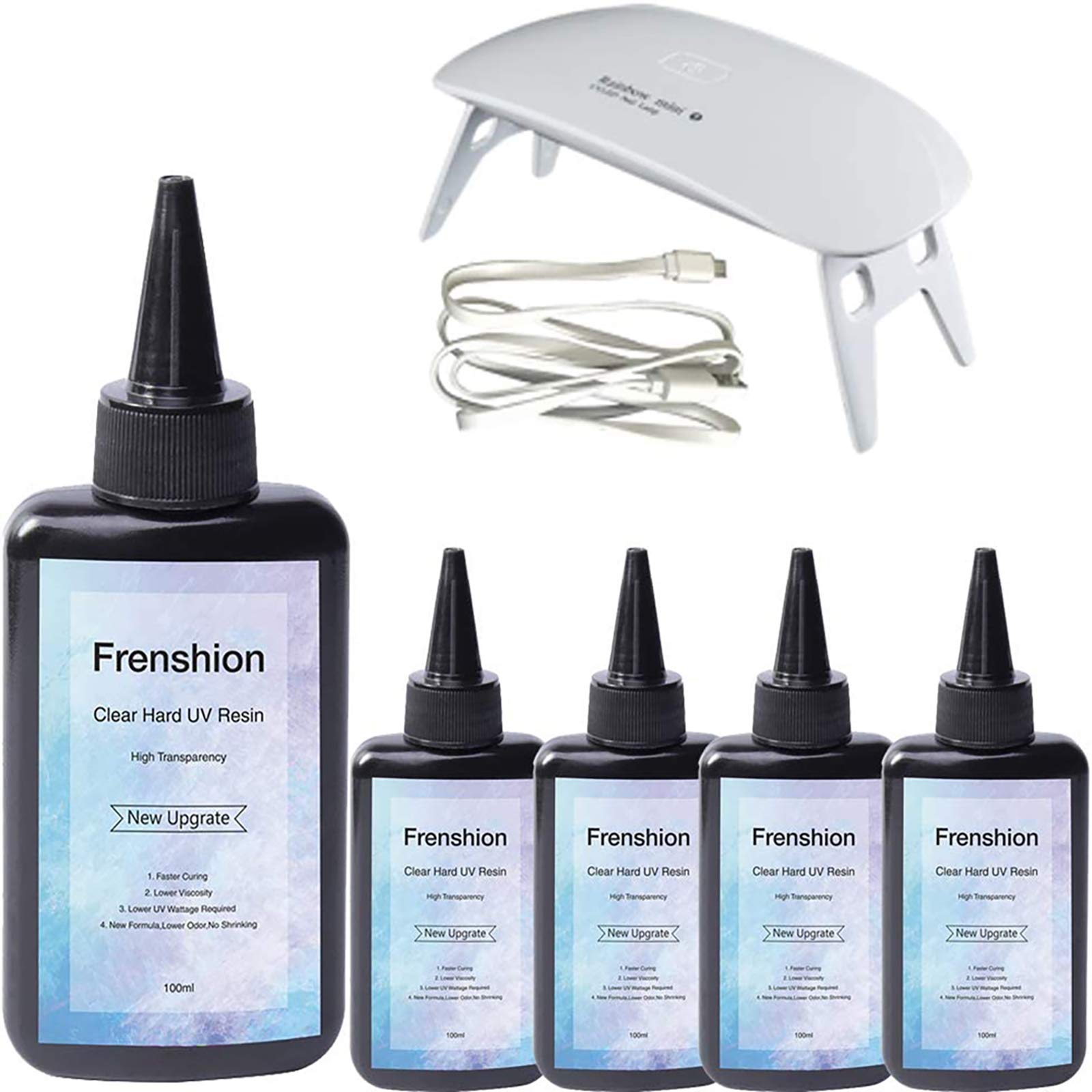 Buy Frenshion 5X100ML Upgrate Hard Type Crystal Clear Epoxy Resin, UV