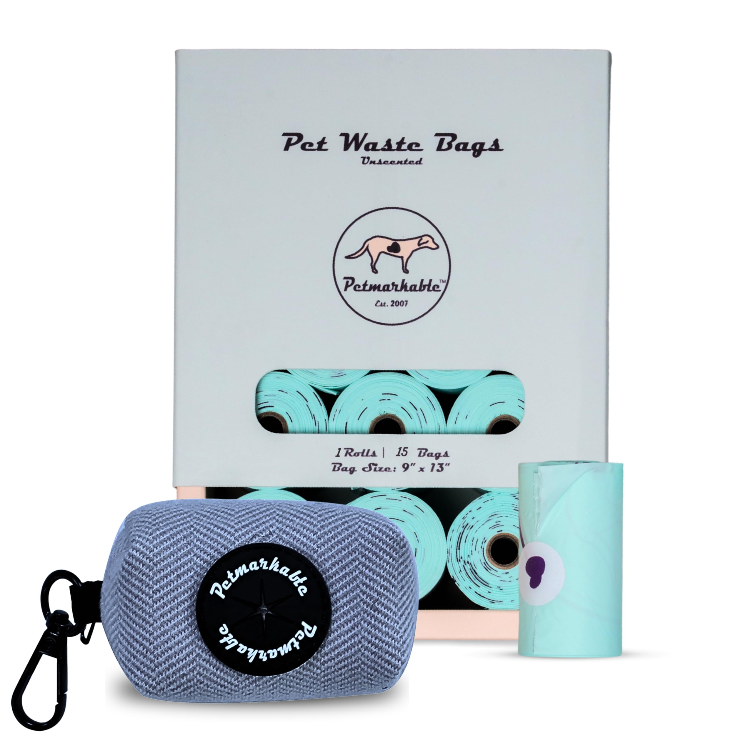 Petmarkable Dog Poop Bag Holder with Carabiner Clip - Convenient, Non-Plastic, and Hands-Free Dog Waste Bag Holder, with Dispenser Pouch for Travel