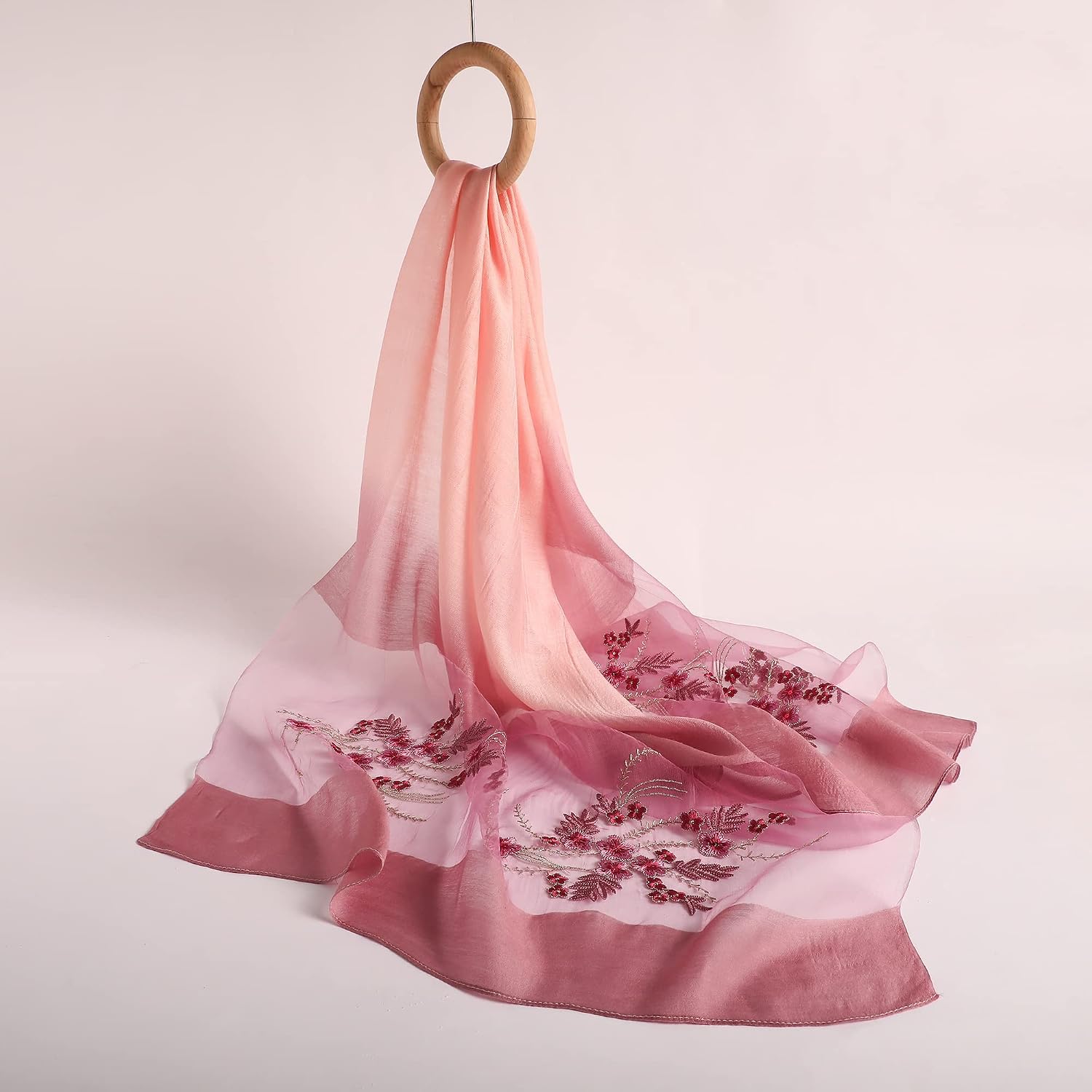 WINCESS.YU Women Embroidered Scarf, 75*28 Inches Silk Blend Shawl and Wraps image 3