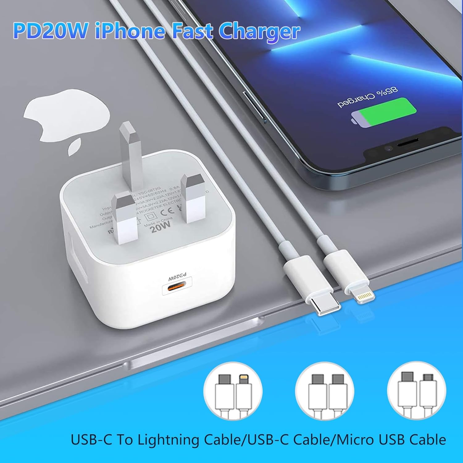 USB C Plug,20W USB C Fast Charger Plug, For iPhone Charger Adaptor UK Compatible with iPhone 16/15/14/14 Plus/14 Pro/14 Pro Max/13 12 11 X XR XS SE/Pad-1Pack 7 71PF8UnKIdL. AC SL1500
