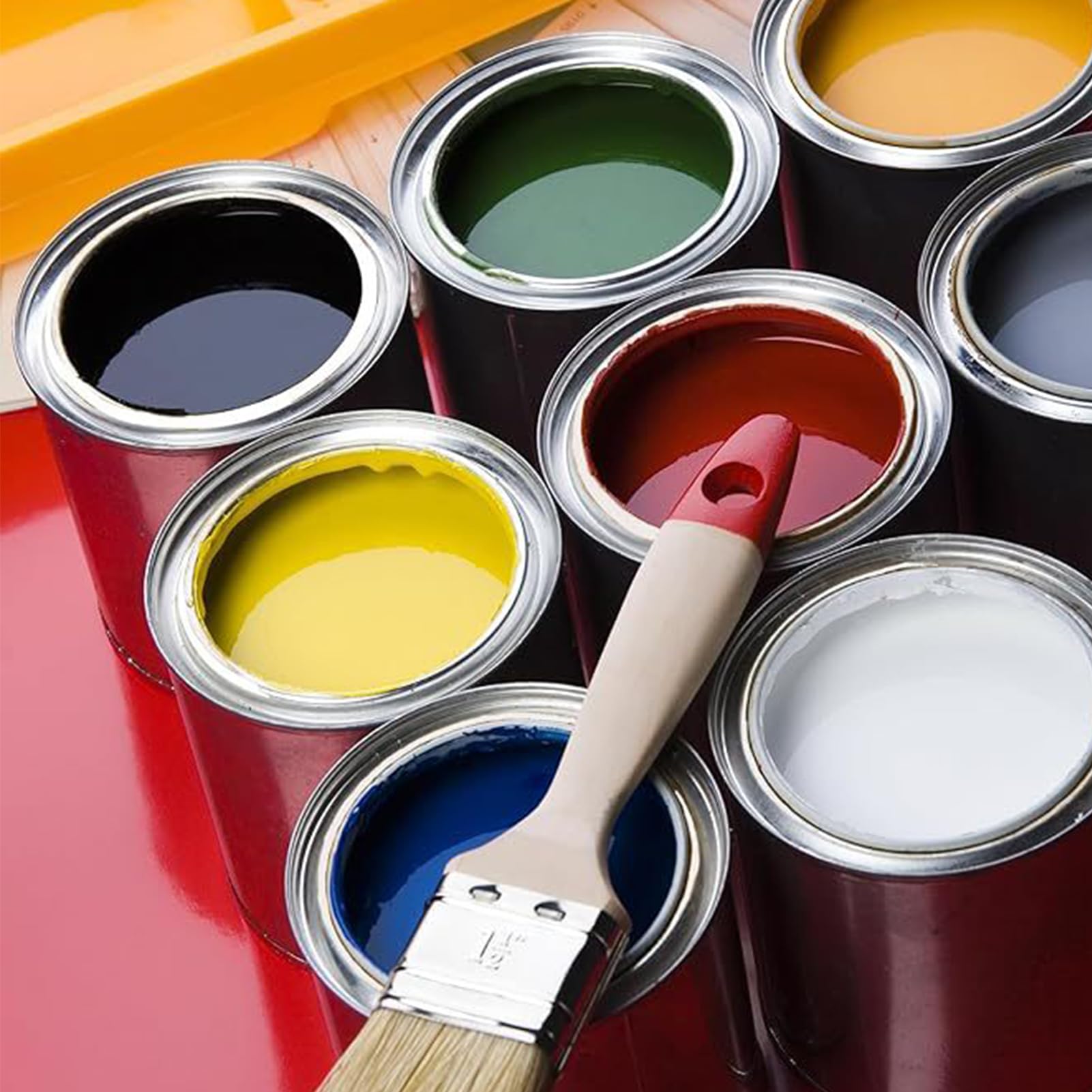 Lot de 12 seaux de Peinture en métal de 500 ML avec Couvercle, 8,1 x 9,4 cm, boîtes de Peinture Non doublées, Multi-usages pour Loisirs créatifs, projets, Peinture