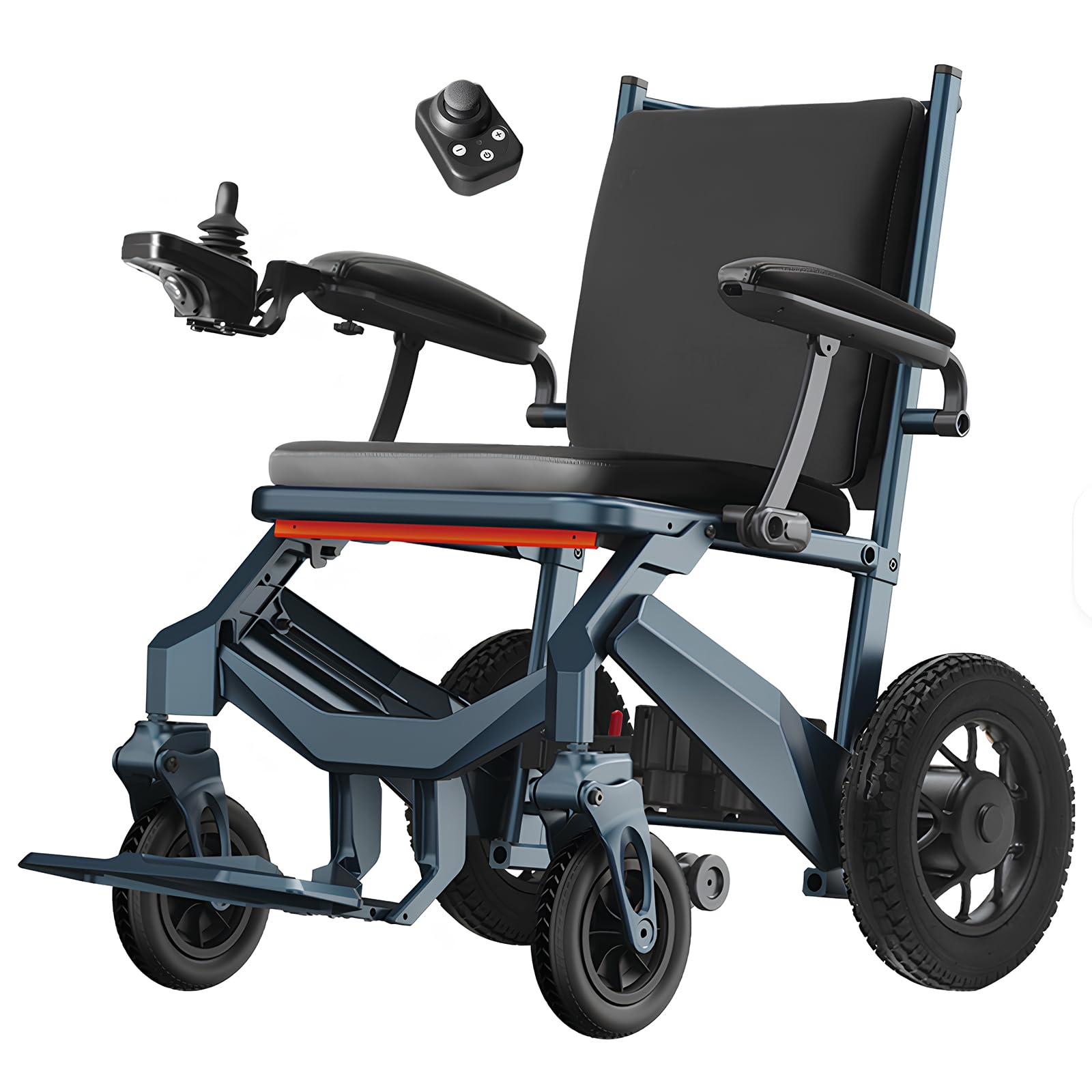 AMITD Sedia a Rotelle Elettrica Pieghevole Leggera 20 kg 20 km 500W, Carrozzina Elettrica con Comando Ausiliario e Batteria al Litio Portatile, Telaio in Magnesio fino a 150 kg, Tutto Terreno
