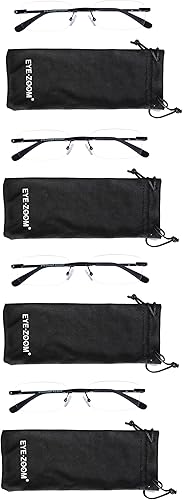 Miniatura 6 de Paquete de 4 lentes de lectura unisex con marco de metal sin montura con bolsa para hombres y mujeres