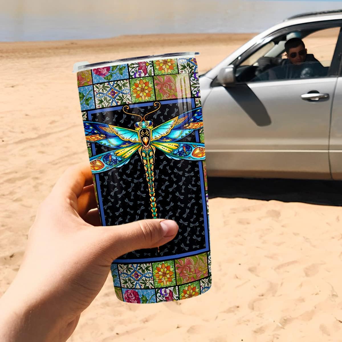 winorax Dragonfly Tumbler Stainless Steel Insulated 20oz Cup Mosaic Drawing Style Coffee Travel Mugs Tumbler With Lid Inspiration Gifts For Women Girls Christmas Birthday Gift - Image 6