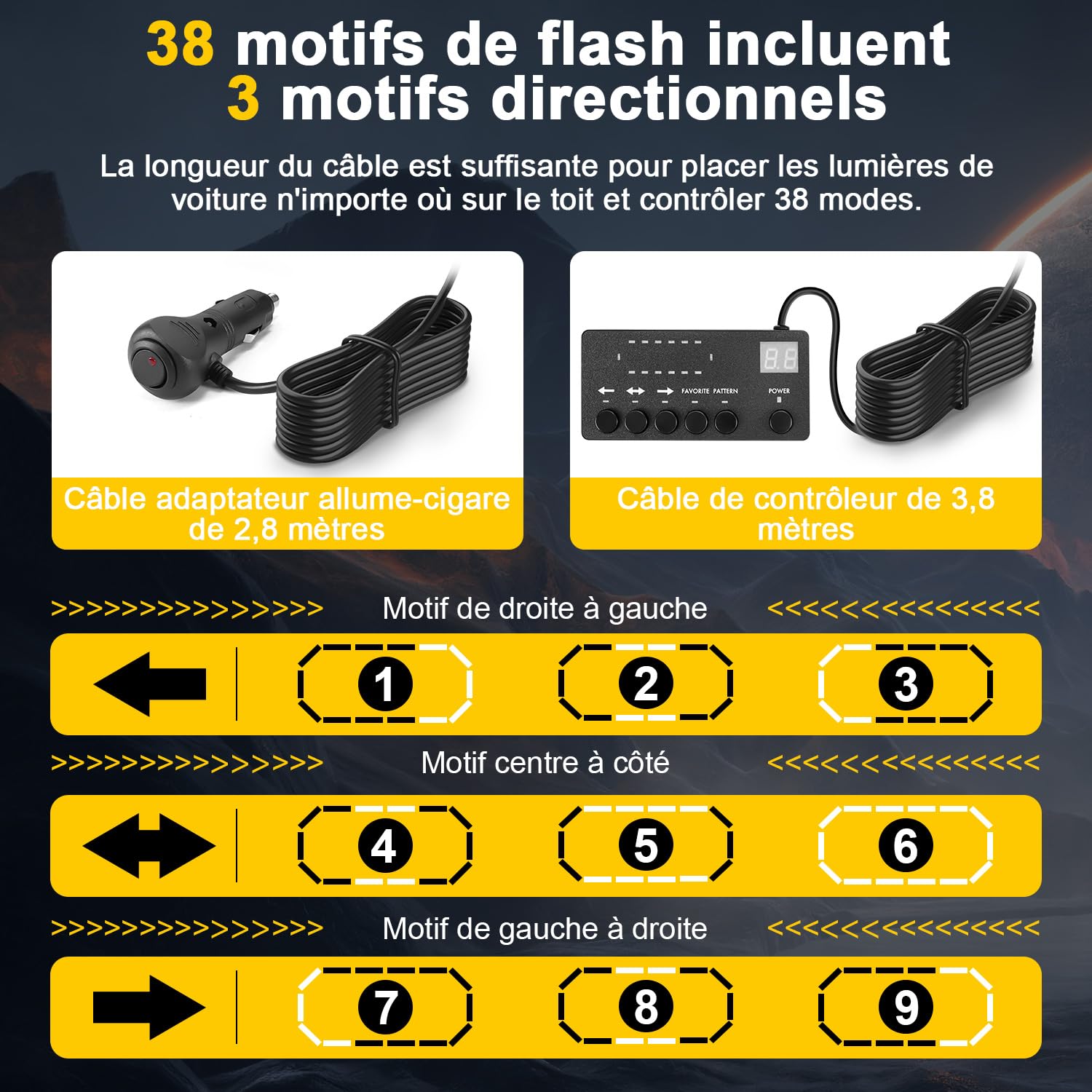 Fxlpower Led-zwaailicht op zonne-energie, accu met magneet, oranje led- waarschuwingslicht voor vrachtwagens, bouwvoertuigen, vorkheftruck, tractor, golfwagen, aanhanger