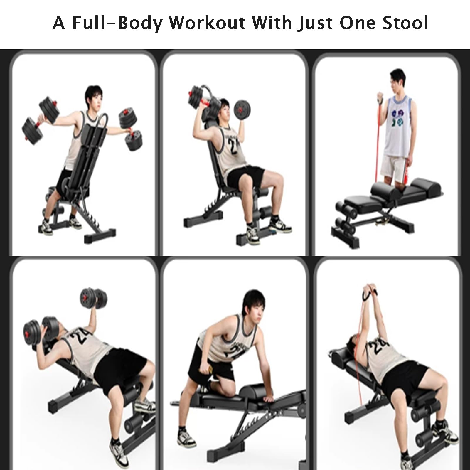 Klappbare Hantelbank/Trainingsstuhl, Professionelles 16-in-1-Fitness-Trainingsgerät, Mit Lordosenstütze Und Verstellbarem Winkel, 500 Kg Tragfähigkeit
