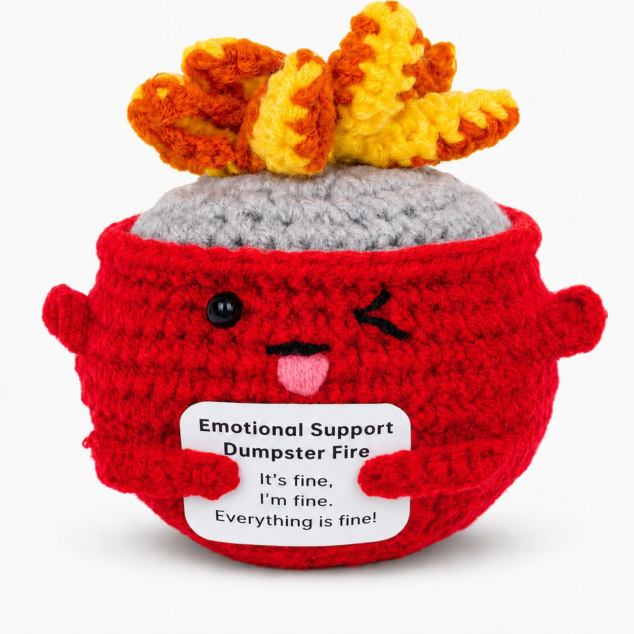 Emotional Support Dumpster Fire Crochet (Red)