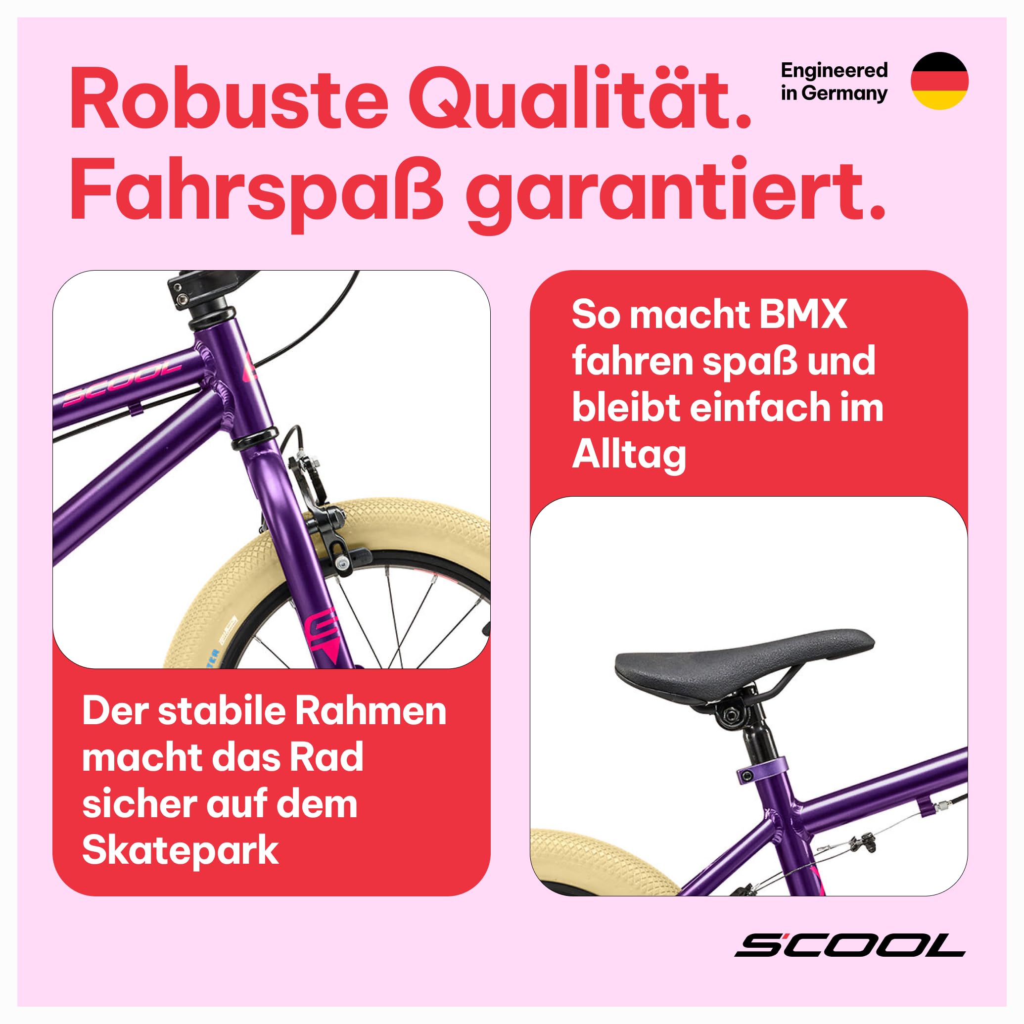Kinderfahrrad 16 Zoll, Kinder BMX Fahrrad, 1-Gang,S’COOL XtriX Mini BMX, Fahrrad für Kinder ab ca. 4 Jahren – Körpergröße ca. 100–120 cm