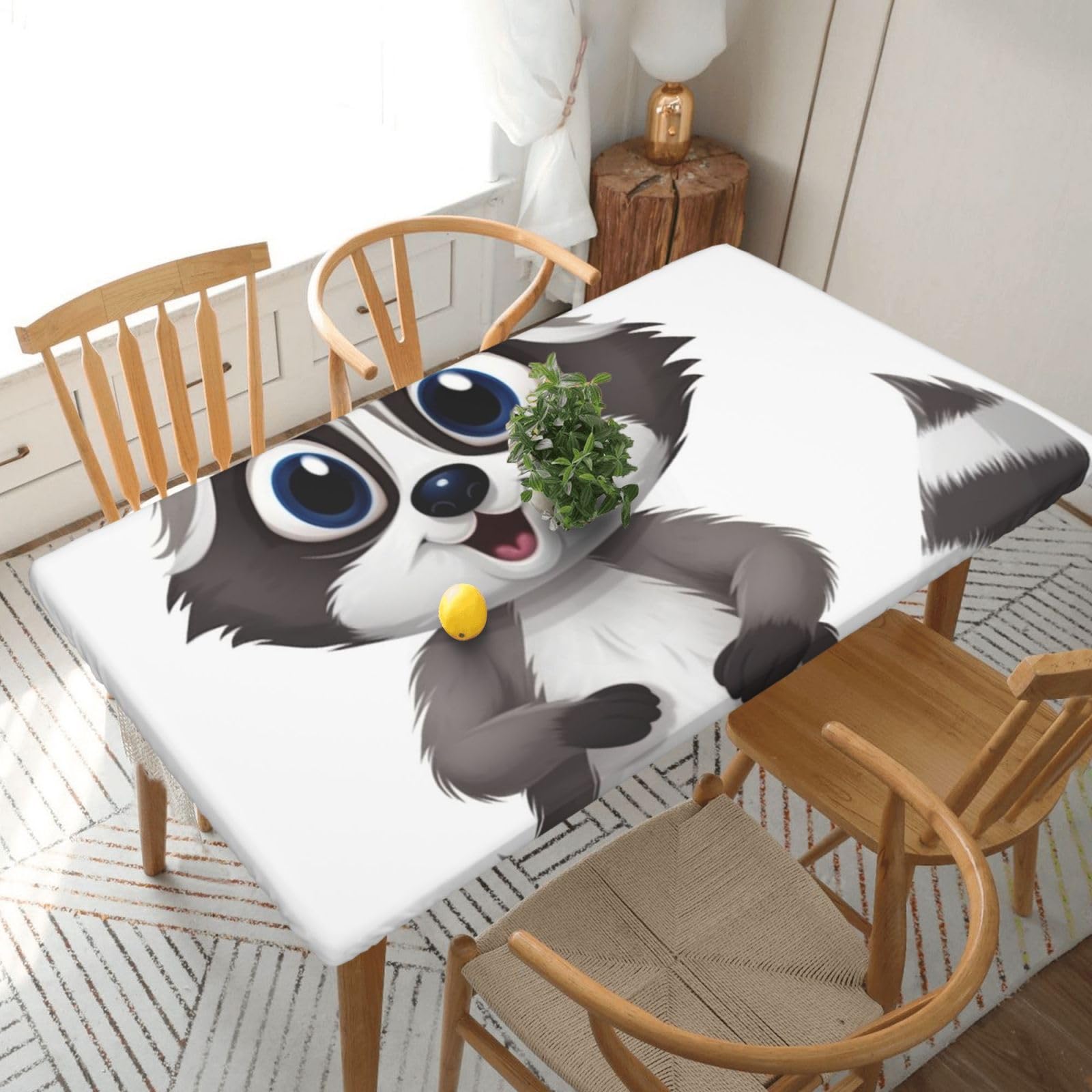 Nappe de pique-nique et terrasse imprimé raton laveur avec élastique de maintien