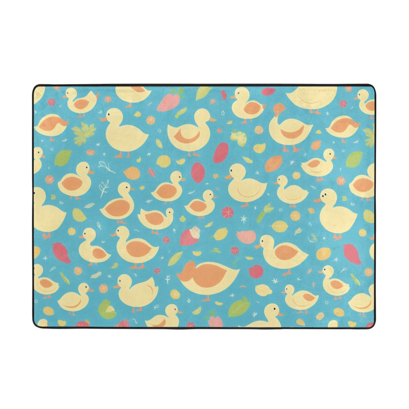 Duck Printed Patterns Print Living Room Anti Slip and Absorbent Carpet, Indoor Bedroom Bed Floor Mat, Ultra Soft Washable Carpet 80x58 in