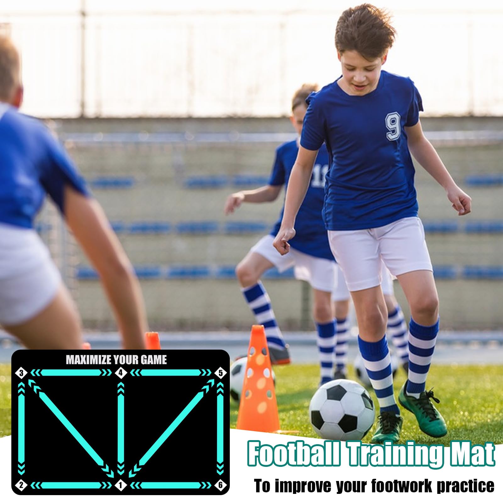 Alfombrilla de entrenamiento de fútbol antideslizante 60 x 90 cm