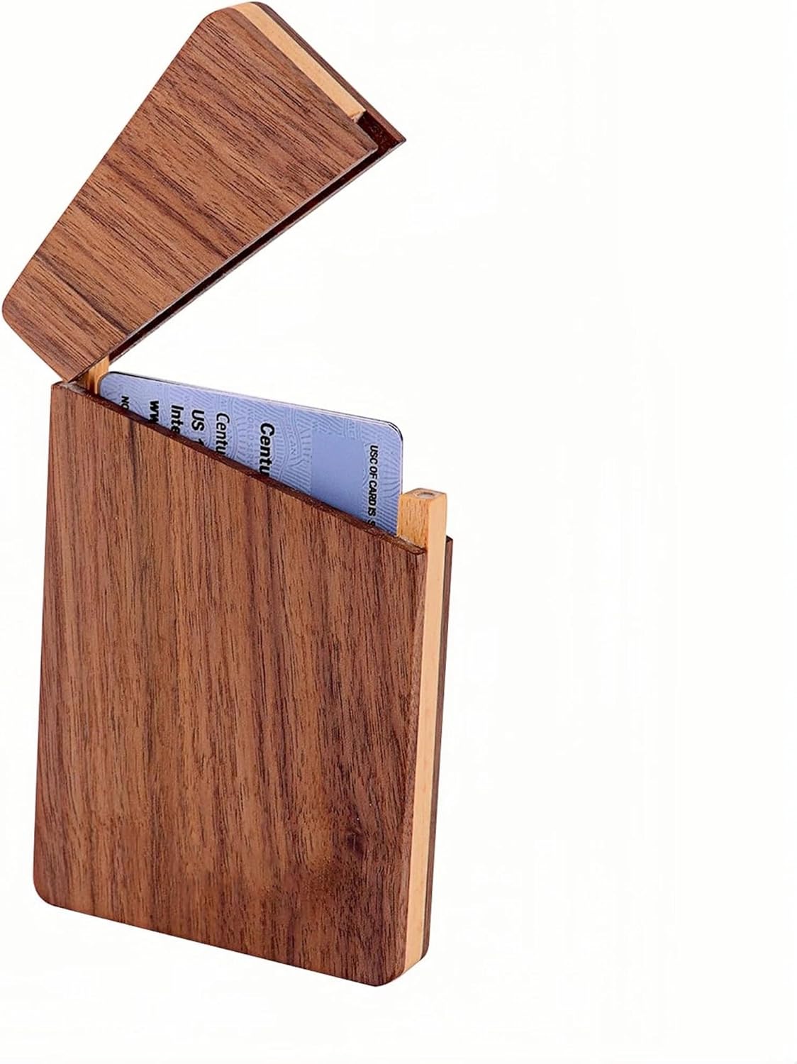 sunking Minimal Walnut & Beechwood Business Card Holder – Slim Handmade Wooden Card Case for 18 Cards, Elegant Pocket-Sized Design for Professionals, Gift for Men & Women(Wanlunt -1)