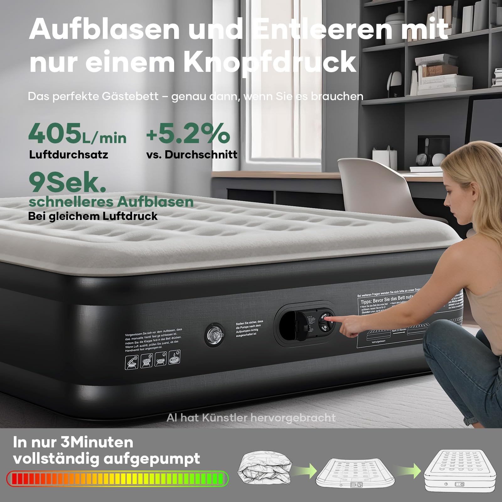 OlarHike Luftmatratze Selbstaufblasend 140x200 2 Personen Camping Gästebett