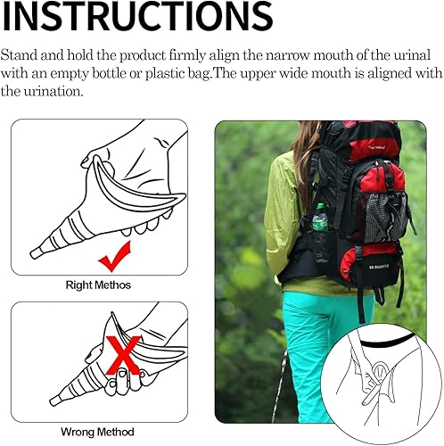 Miniatura 4 de Urinarios femeninos portátiles reutilizables de silicona, dispositivo de orina para mujer, fácil de usar, adecuado para campamento, al aire libre,