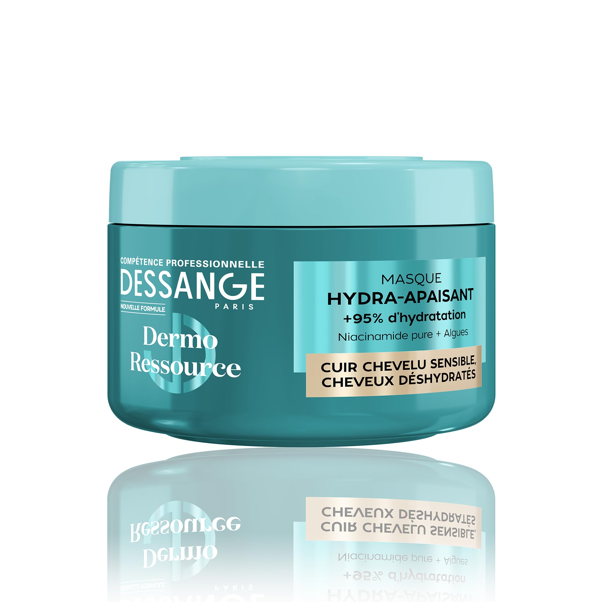 DESSANGE - Feuchtigkeitsspendende Haarmaske Dermo Ressource – Formel angereichert mit Algen & reinem Niacinamid – Beruhigt & spendet Feuchtigkeit – empfindliches Kopfleder & trockenes Haar – 280 ml