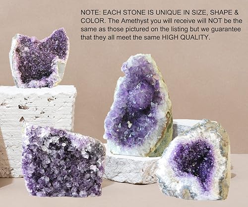 Miniatura 4 de JIC Gem Amatista natural (1 lb a 2 lb) racimo de cristal de Brasil Geoda de cuarzo morado claro para decoración del hogar