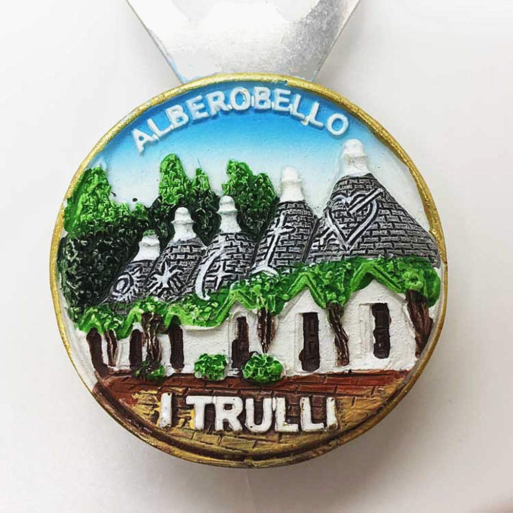 Moiilvcla Tree Town Alberobello Puglia Italia Trulli Casa Frigorifero Magnete 3D Viaggio Souvenir Frigorifero Decorazione Magnetica Sticker Craft Collection
