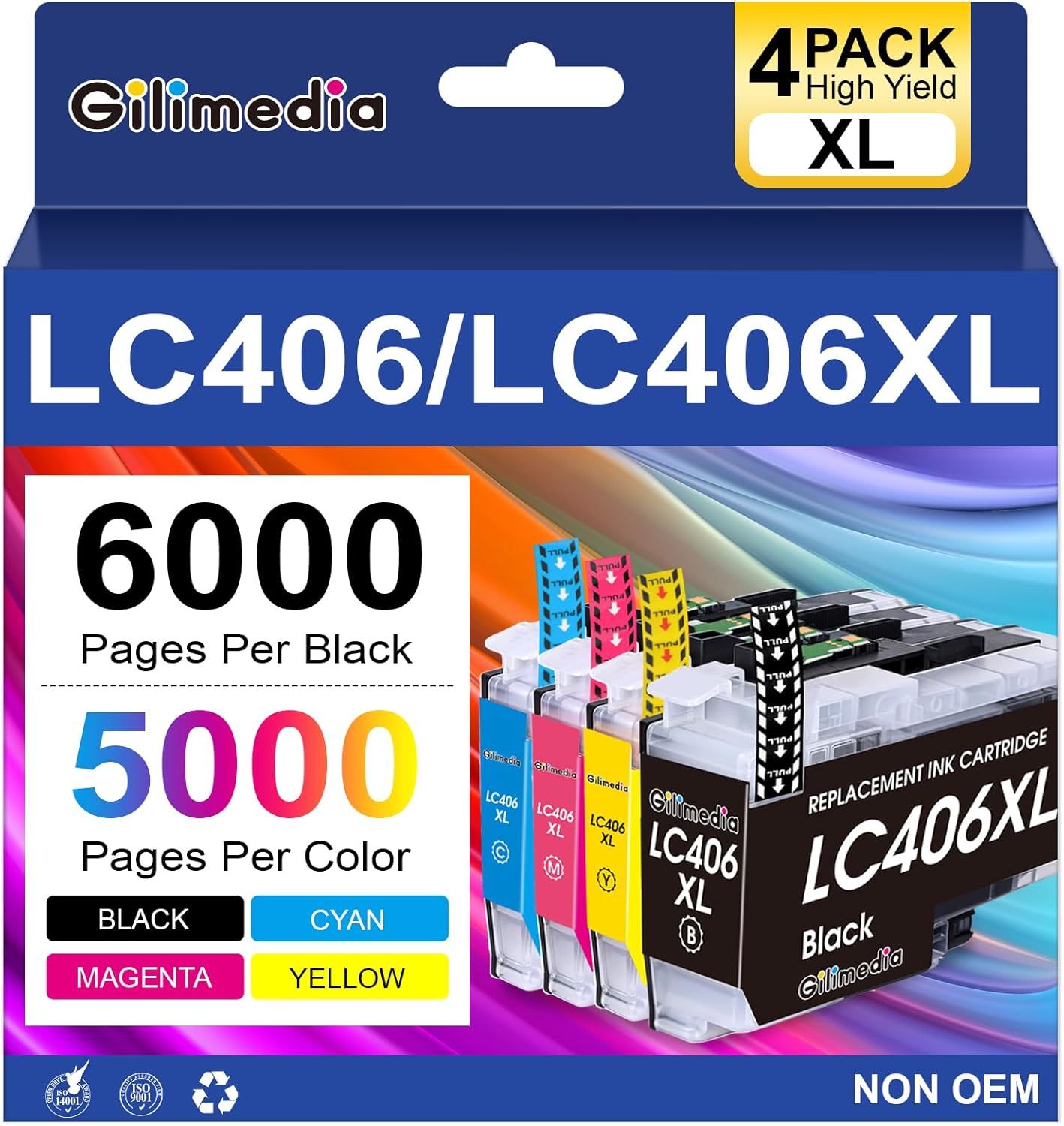 LC406 LC406XL Ink Cartridges for Brother Printer MFC-j4335dw Ink Cartridges Replacement for Brother LC406 LC406XL LC 406 Compatible with MFC-J4335DW MFC-J5855DW MFC-J6955DW MFC J4335DW Printer