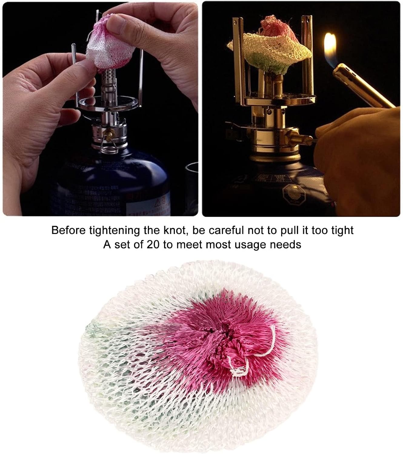 HERCHR Lantern Mantles, 20Pcs 7CM Double Head Gas Lanterns Kerosene Lamp Camping Mantles Double Hole Gas Lamp Part for Outdoors Camping Hiking