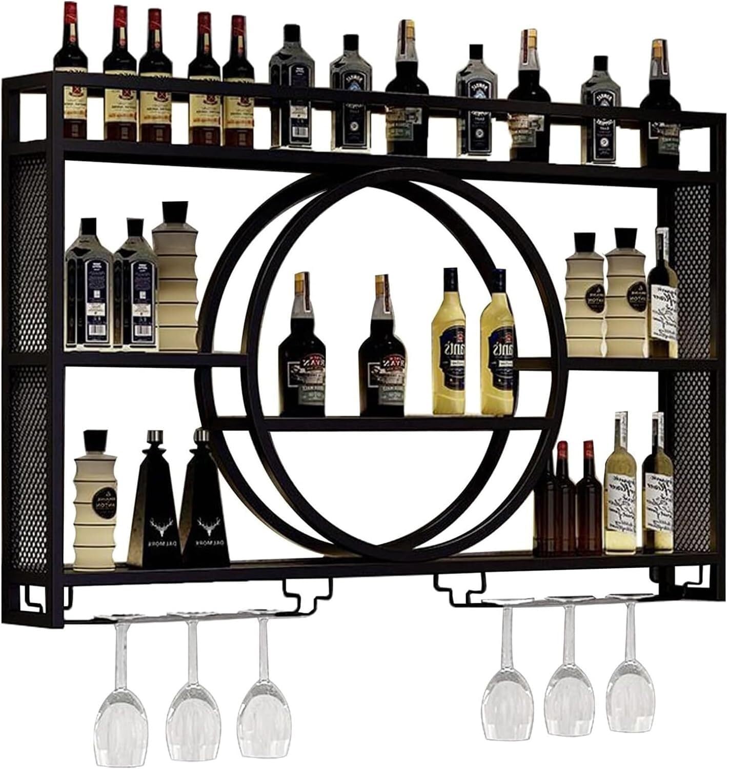 Casier à vin mural haut de gamme avec étagère à liqueur lumineuse