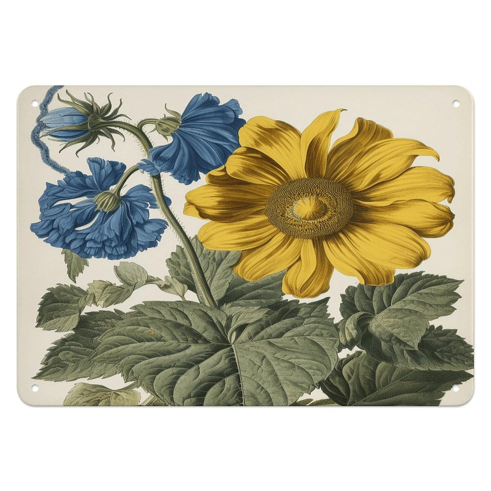 Fekiloot Style A Yellow Flower Stem Wall Decor Iron Painting Metal Sign