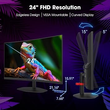 New! Sceptre Curved 24-inch Gaming Monitor 1ms 100Hz 1500R DisplayPort HDMI X2 Eye Care 100% sRGB Build-in Speakers, Machine Black 2026 (C248W-FW100T Series)
