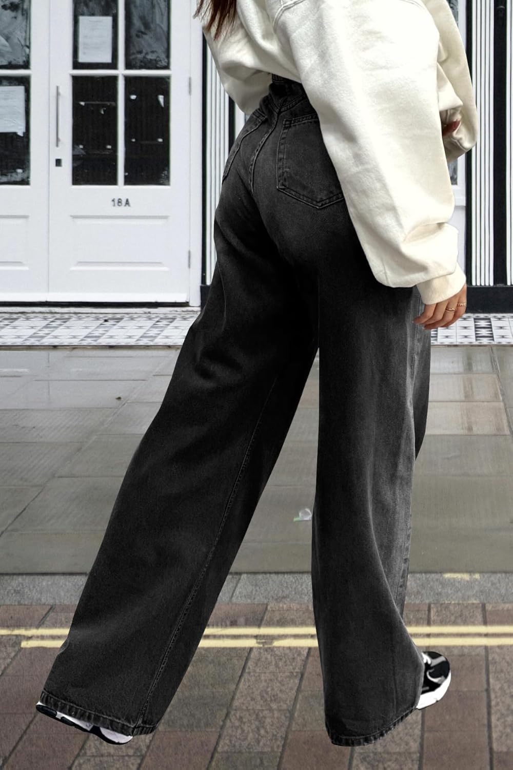 Women’s Straight Leg High Waist Baggy Denim Jeans Loose Boyfriend Casual Stretchy Jeans