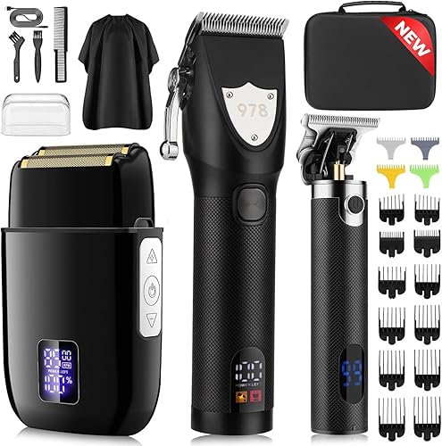 Suttik Cortapelos para hombres profesionales, recortadora de barba inalámbrica y afeitadoras eléctricas para hombres, cortapelos y kit de