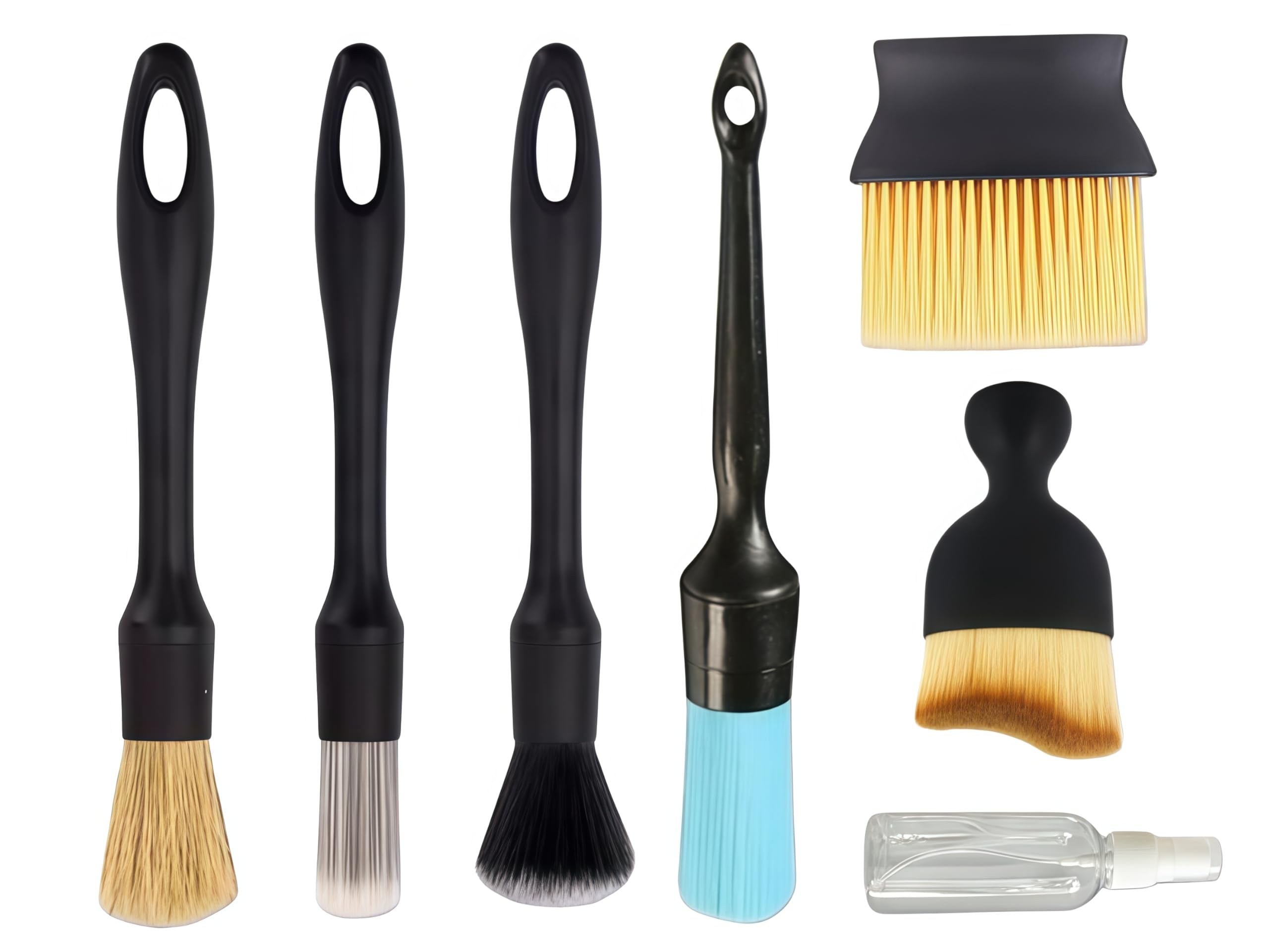 7-teiliges Auto-Beauty-Pinsel-Set, Reinigungsbürsten für Auto innen oder außen, Staubentfernungs- und Reinigungswerkzeuge, geeignet für Logos, Lüftungsschlitze, Räder, Ledersitze