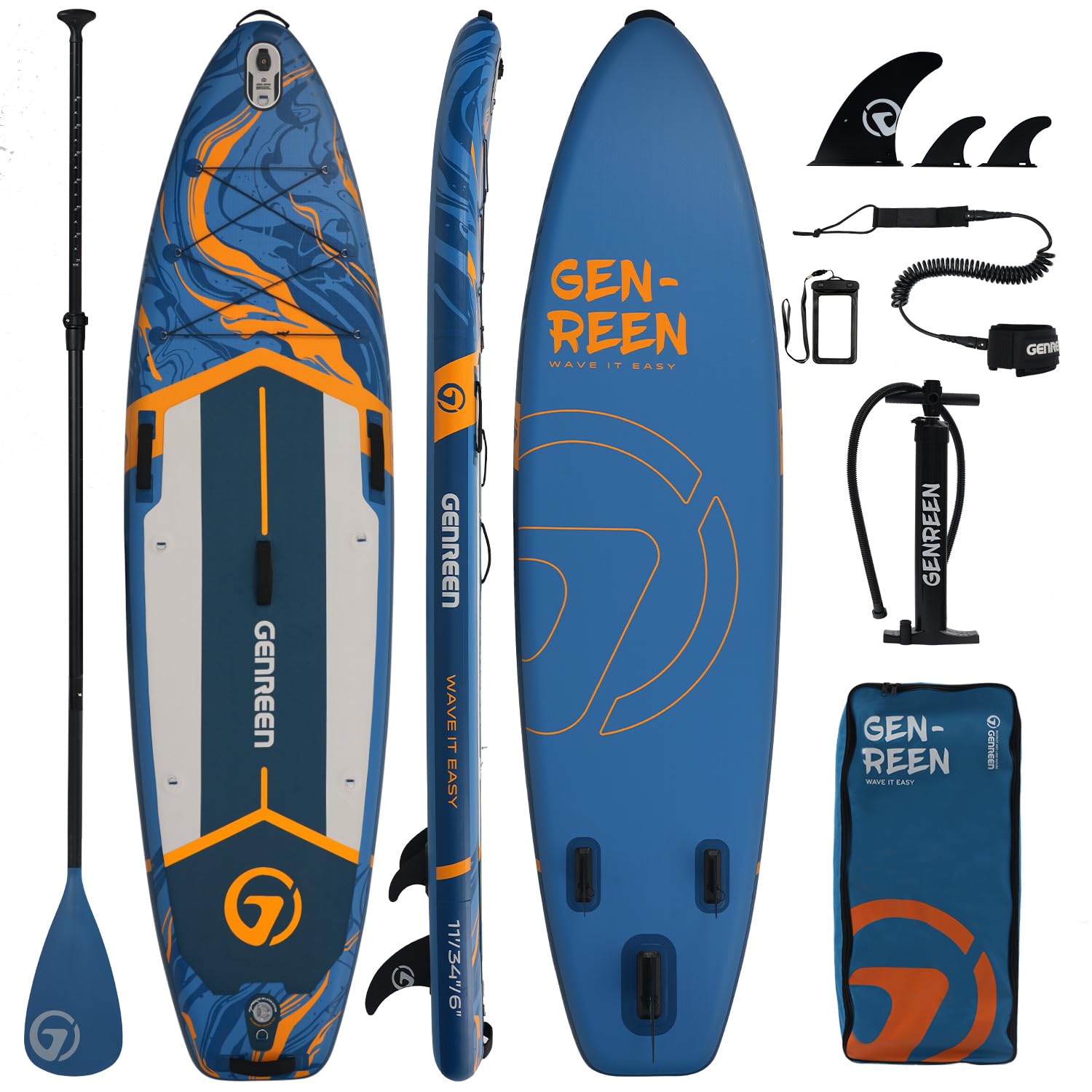 Tabla de surf de remo, tabla de remo inflable de 11 pies con accesorios de SUP, cubierta antideslizante, doble capa de PVC, patrón Monstera, tabla de paddle de 33 pulgadas extra ancha estable
