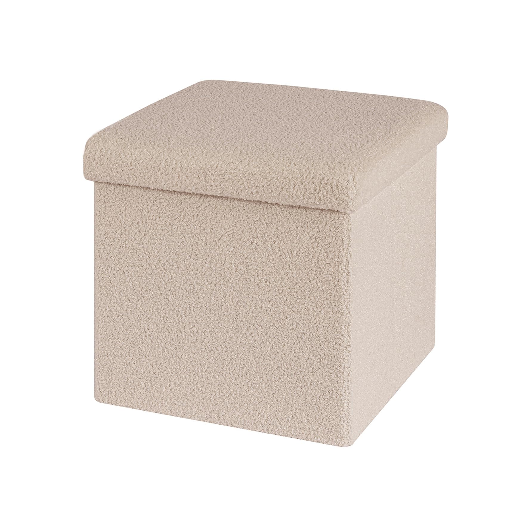 Bonlife Bouclé Sitzhocker mit Stauraum, Kleine klappbare Sitztruhe, Aufbewahrungsbox, Fußbank,Blüten,Wohnzimmer