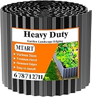MTART Corrugated Metal Garden Edging Border - Black 6x40ft Rust-Proof Landscaping for Flower Beds, Lawns & Pathways