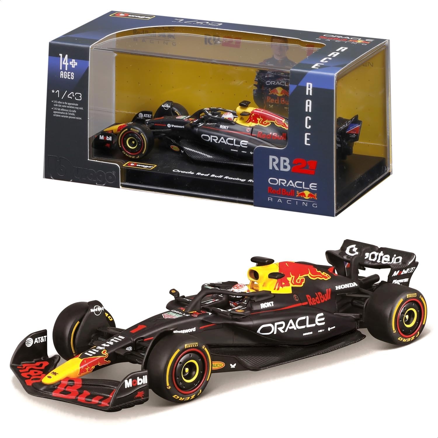 Bburago 1:43 Race Formula Red Bull RB21 w/Helmet (2025) Verstappen #1