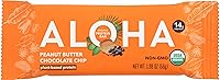 Vista 1 de Aloha Barras de proteína orgánica de mantequilla de maní con chispas de chocolate, 0.45 onzas de proteína a base de plantas, certificado orgánico